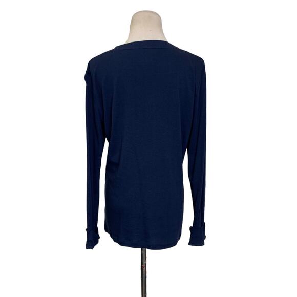 Jones New York blue v neck pull over cotton top size large - Picture 2 of 6